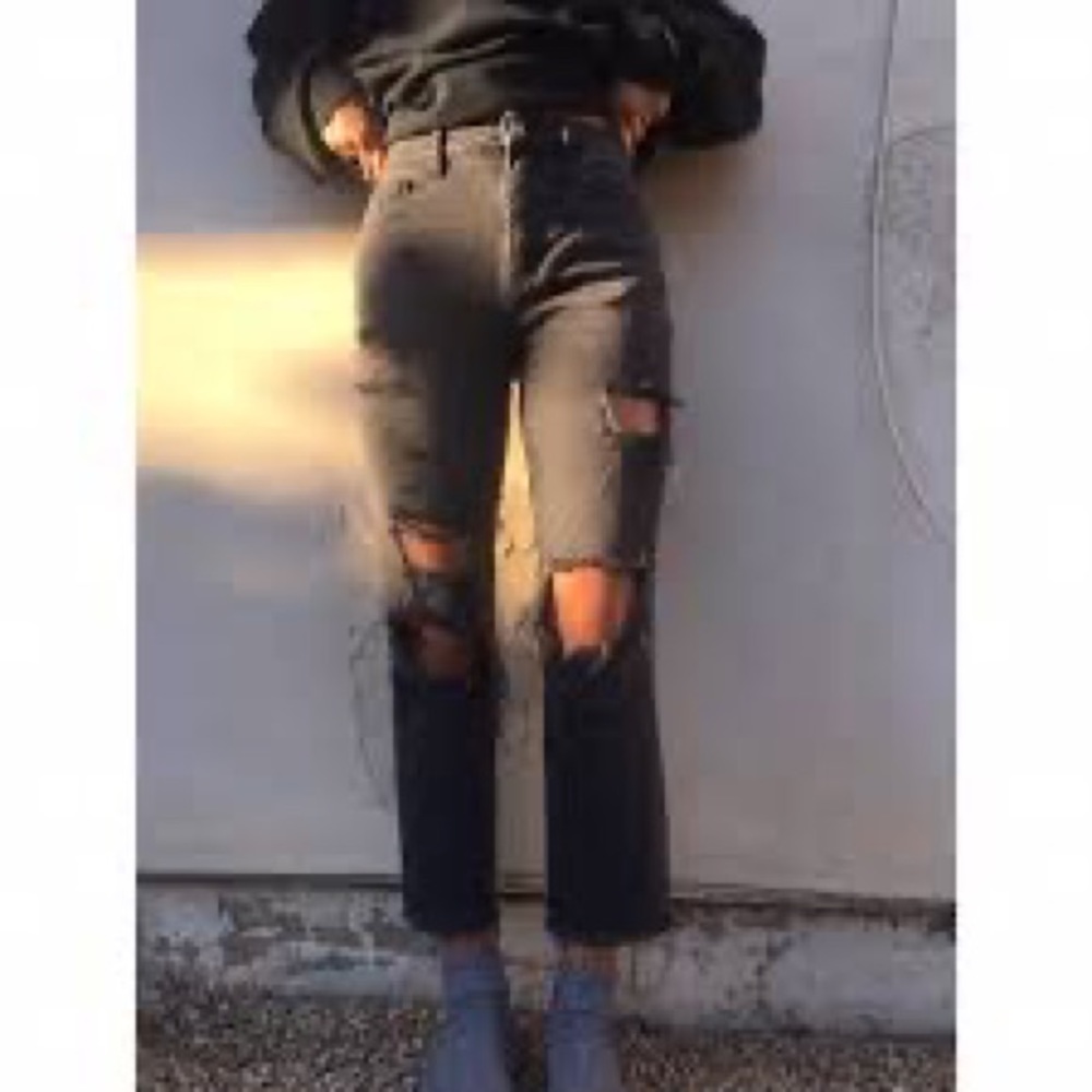 pacsun black high waisted ripped mom jeans